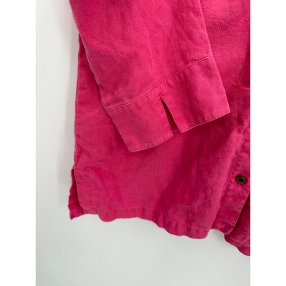 Chico's Womens Pink Linen Button Front Shirt Size 2X Coastal Lagenlook Light - Picture 5 of 7